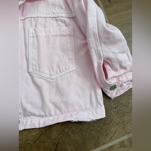 Zara Toddler Girl 12-18 months Light Pink Distressed Snap Jean Jacket - Picture 7 of 15